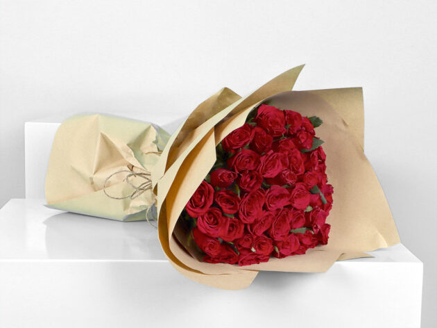 Bright red rose bouquet