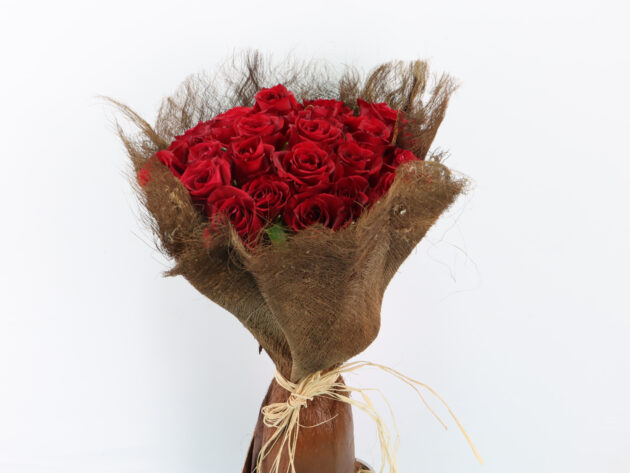 Red Roses With Abaca Wrapping